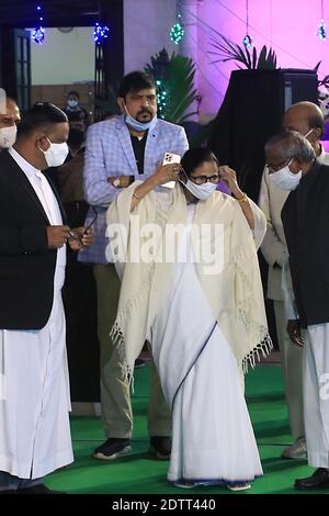 Kolkata, India. 21st Dec, 2020. Mamata Banerjee Chief Minister of West Bengal and Chief of Trinamool Congress political party of St. Xavier's College, to mark the inauguration of pre-Christmas celebrations on Monday. (Photo by Dipa Chakraborty/Pacific Press) Credit: Pacific Press Media Production Corp./Alamy Live News Stock Photo