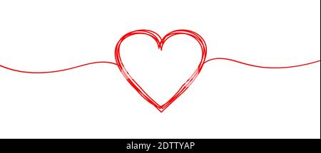 Tangled grungy round scribble hand drawn Heart with thin line. Stock Vector