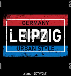 Leipzig lettering shirt style. European city typographic script font for prints, advertising, identity. Stock Vector