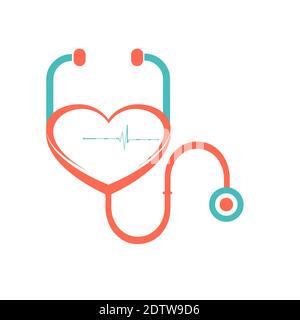 Stethoscope vector health care medical doctor logo. Stock Vector