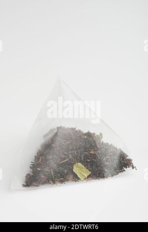 One unused teabag isolated on white studio background Stock Photo