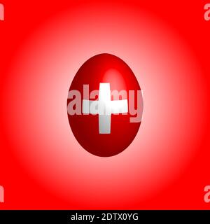 Easter egg in the colors of the Swiss flag. Stock Vector
