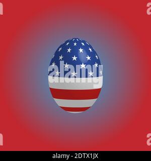 Easter egg in the colors of the flag of the United States of America. Stock Vector