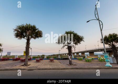 Beautiful chamber Tuy Hoa city in Vietnam. Landscape photo with blue sky. Capital of Phu Yen province. Stock Photo