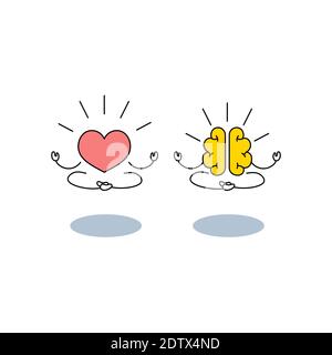 Balance between brain and heart icon Stock Vector