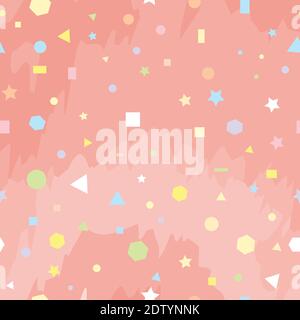 Seamless geometric abstract vector pattern design of triangles, squares, circles, hexagons etc. for printing & textile with water color background Stock Vector
