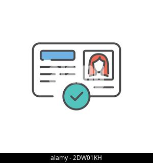 Approved passport color line icon. Editable stroke. Stock Vector