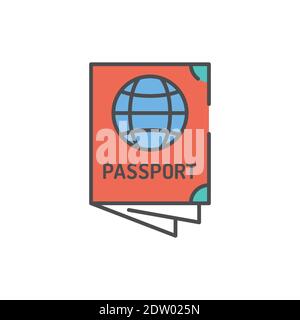 Passport color line icon. Sign for web page Editable stroke. Stock Vector