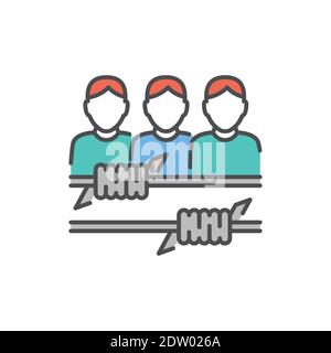 Illegal immigrants color line icon. Editable stroke. Stock Vector