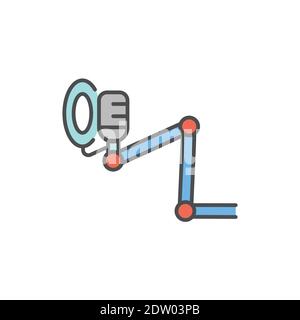 Podcast microphone color line icon. Editable stroke. Stock Vector