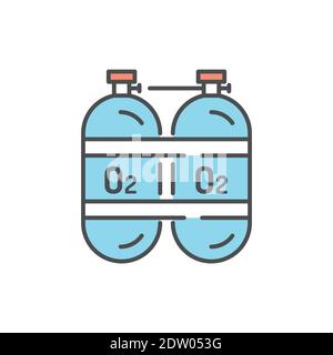 Oxygen cylinders color line icon. Editable stroke. Stock Vector