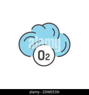 Cloud with air color line icon. Editable stroke. Stock Vector