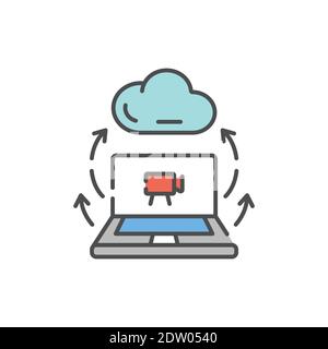 Podcast storage color line icon. Editable stroke. Stock Vector