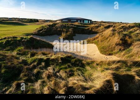 Winter afternoon view of The Castle Course golf links outside St Andrews in Fife, Scotland, UK Stock Photo