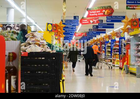 Ashford, Kent, UK. 22nd Dec, 2020. Shoppers hit the supermarket in Ashford, Kent with some products running low. Photo Credit: PAL Media/Alamy Live News Stock Photo