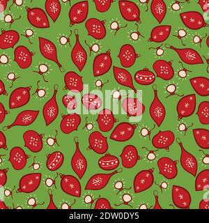 christmas ornaments seamless vector pattern Stock Vector