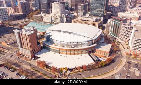 Aerial photo Spectrum Center Downtown Charlotte NC USA Stock Photo