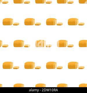 Bread seamless pattern in cartoon style on white background. Vector hand drawn illustration. Cooking food. Stock Vector