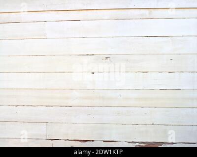 panoramic texture, background, wooden wall, white with typical wear from the outside Stock Photo