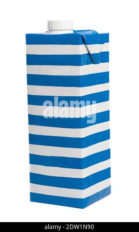 Carton box with screw cap, Package for juice or milk isolated on white background. Stock Photo