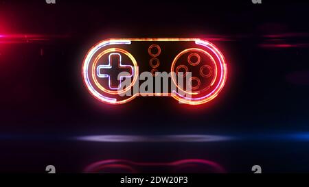 Gaming pad symbol, esport, video controller, 5g game and cyber sport. Futuristic abstract concept 3d rendering illustration. Stock Photo