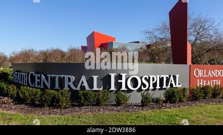 Sign outside of Orlando Health Healt Central Hospital in Ocoee, Florida, USA. Stock Photo