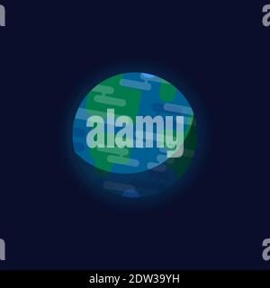 Abstract little blue planet floating in the deep, dark space. Stock Vector