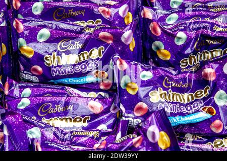 Pennsylvania, New York, USA - March 2, 2020: Hershey's Easter Cadbury Shimmer Mini Eggs bags on the shelf in a store. Stock Photo