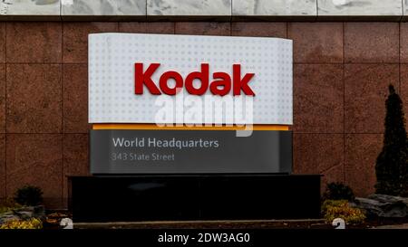 Rochester, New York, USA - March 3, 2020: Kodak sign outside their world  headquarters in Rochester, USA. Stock Photo
