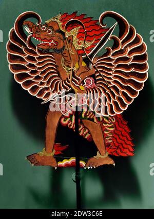 Sun Bird Wayang Puppet of Jatayu from Bandung  West Java  first part 20th Century Shadow Puppet  (Wayang theater from Indonesia and Malaysia. puppet and shadow play, dance and mask play, theater and performance art) Stock Photo