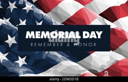 Memorial Day graphic overlay on American Flag Stock Vector