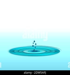Gentle concentric circles in the water, formed by water droplets Stock Photo