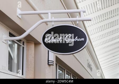 Orlando, Florida, USA- February 24, 2020: Robert Graham hanging sign in Orlando, Florida, USA. Stock Photo