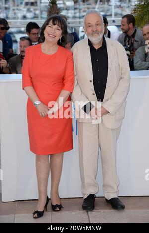 Marion Bailey, Mike Leigh posing at Mr Turner photocall presented in competition at the Palais des Festivals in Cannes, France on May 15, 2014 as part of the 67th Cannes Film Festival. Photo by Nicolas Briquet/ABACAPRESS.COM Stock Photo