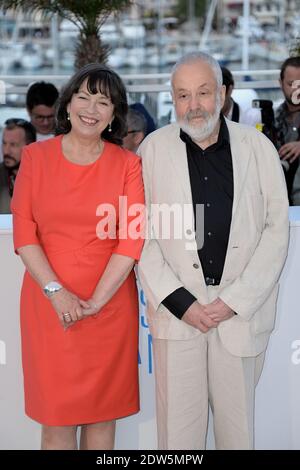 Marion Bailey, Mike Leigh posing at Mr Turner photocall presented in competition at the Palais des Festivals in Cannes, France on May 15, 2014 as part of the 67th Cannes Film Festival. Photo by Nicolas Briquet/ABACAPRESS.COM Stock Photo