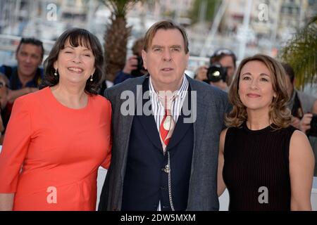 Marion Bailey, Timothy Spall and Dorothy Atkinson posing at Mr Turner photocall presented in competition at the Palais des Festivals in Cannes, France on May 15, 2014 as part of the 67th Cannes Film Festival. Photo by Nicolas Briquet/ABACAPRESS.COM Stock Photo