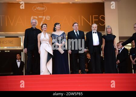 Producer Georgina Lowe, director Mike Leigh, actors Marion Bailey, Timothy Spall and Dorothy Atkinson arriving at the Mr Turner screening and the Party Girl screening held at the Palais des Festivals in Cannes, France on May 15, 2014 as part of the 67th Cannes Film Festival. Photo by Nicolas Briquet/ABACAPRESS.COM Stock Photo