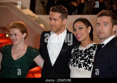 Director Atom Egoyan, Ryan Reynolds, Rosario Dawson, Scott Speedman, Mireille Enos, Kevin Durand arriving at Captives screening held at the Palais Des Festivals in Cannes, France on May 16, 2014, as part of the 67th Cannes Film Festival. Photo by Nicolas Briquet/ABACAPRESS.COM Stock Photo