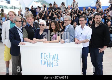 Salma Hayek, Roger Allers, Tomm Moore, Joan C Gratz, Joan Sfar, Bill Plympton, Paul Brizzi, Gaetan Brizzi posing at Homage To The Cinema D'Animation photocall held at the Palais Des Festivals in Cannes, France on May 17, 2014, as part of the 67th Cannes Film Festival. Photo by Aurore Marechal/ABACAPRESS.COM Stock Photo