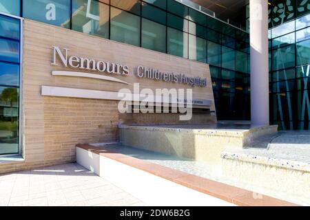 Sign of Nemours Children's Hospital at the entrance in Orlando, Florida ...