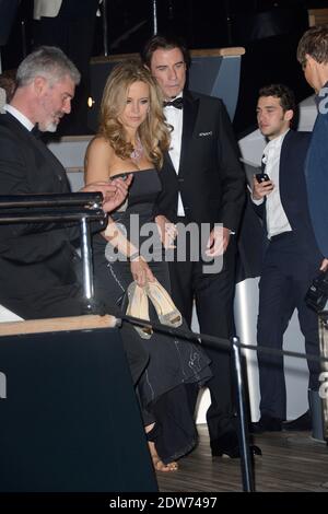 John Travolta and Kelly Preston attending the Roberto Cavalli boat party in Cannes, France on May 21, 2014. Photo by Nicolas Briquet/ABACAPRESS.COM Stock Photo