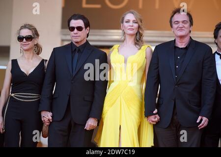 Quentin Tarantino, Uma Thurman, John Travolta, Kelly Preston arriving at the Palais des Festivals for the screening of the film Sils Maria as part of the 67th Cannes Film Festival in Cannes, France on May 23, 2014. Photo by Lionel Hahn/ABACAPRESS.COM Stock Photo