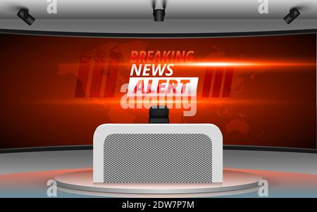 Red Stage With News Alert On Led Screen Background In The News Studio Stock Vector Image Art Alamy