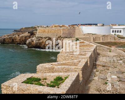 Inside Peniche fortress in the municipality of Leiria district called Fortaleza de Peniche Stock Photo