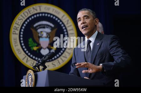 President Barack Obama signs H.R. 3080, the Water Resources Reform & Development Act of 2014 in the South Court Auditorium of the White House June 10, 2014 in Washington, DC, USA Photo by Olivier Douliery/ABACAPRESS.COM Stock Photo