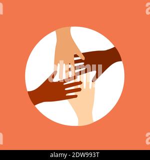 No racism hands together illustration Stock Vector
