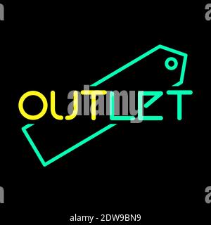 Outlet store banner. Image tagged for sales and promotions. Stock Vector