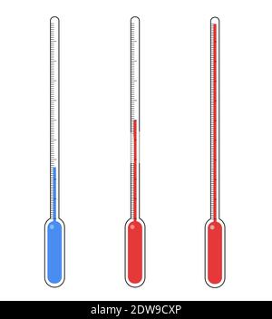 Graduated mercury thermometers  on a white background Stock Vector