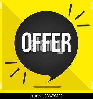 Offer on a black background. Yellow balloon concept vector. Stock Vector