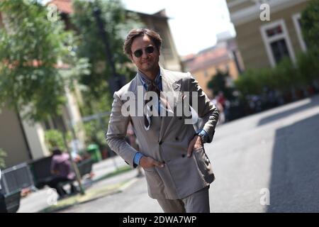 Mister Raro arriving at Roberto Cavalli Spring-Summer 2015 menswear show held at Via Procaccini, Milan, Italy on June 24th, 2014. Photo by Marie-Paola Bertrand-Hillion/ABACAPRESS.COM Stock Photo